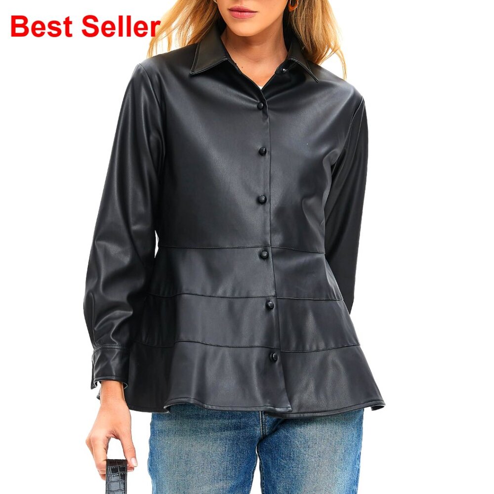 Faux Leather Bomber Jacket Oversized Motorcycle Style